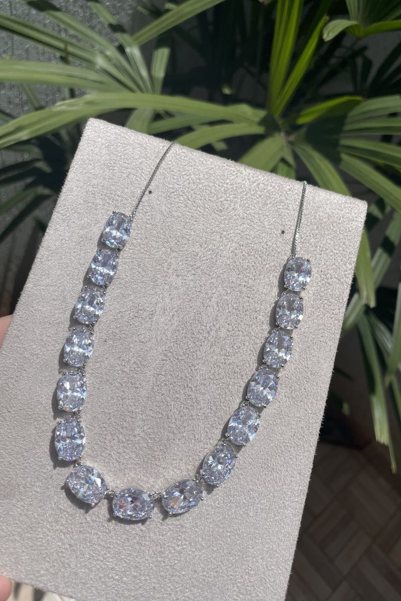 Choker com Zircônia Cristal em Banho Ródio Branco