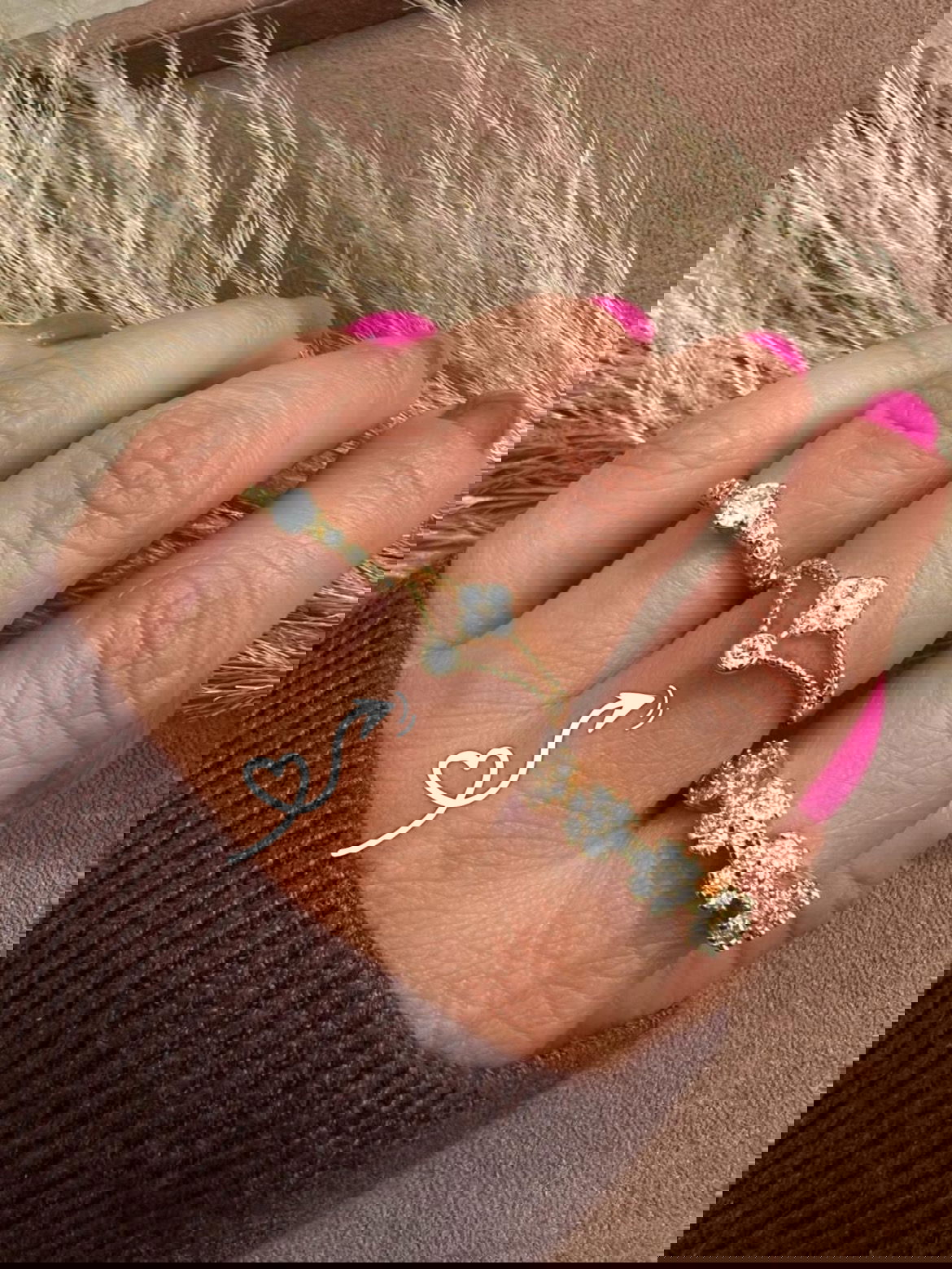 Anel Duplo com Flor em Banho de Ouro