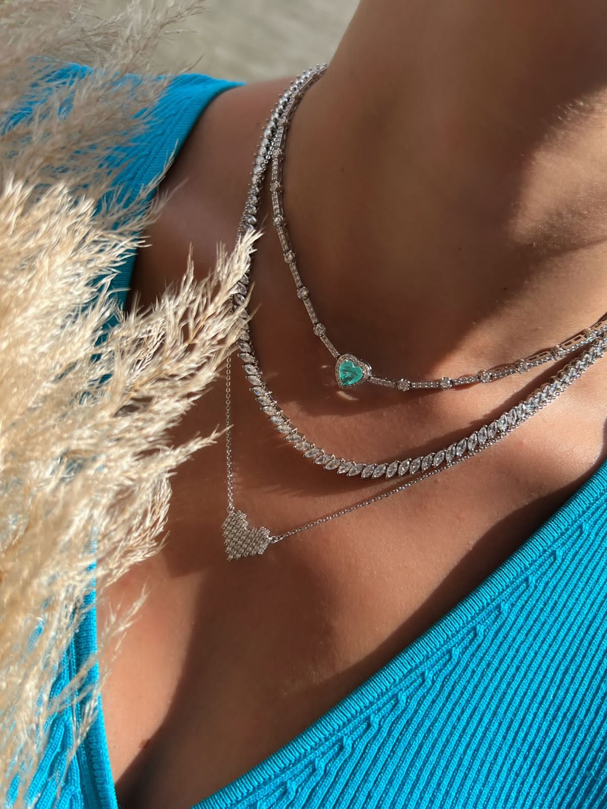 Riviera com Zircônia Cristal Navete ( Fecho Joia ) em Banho de Ródio Branco