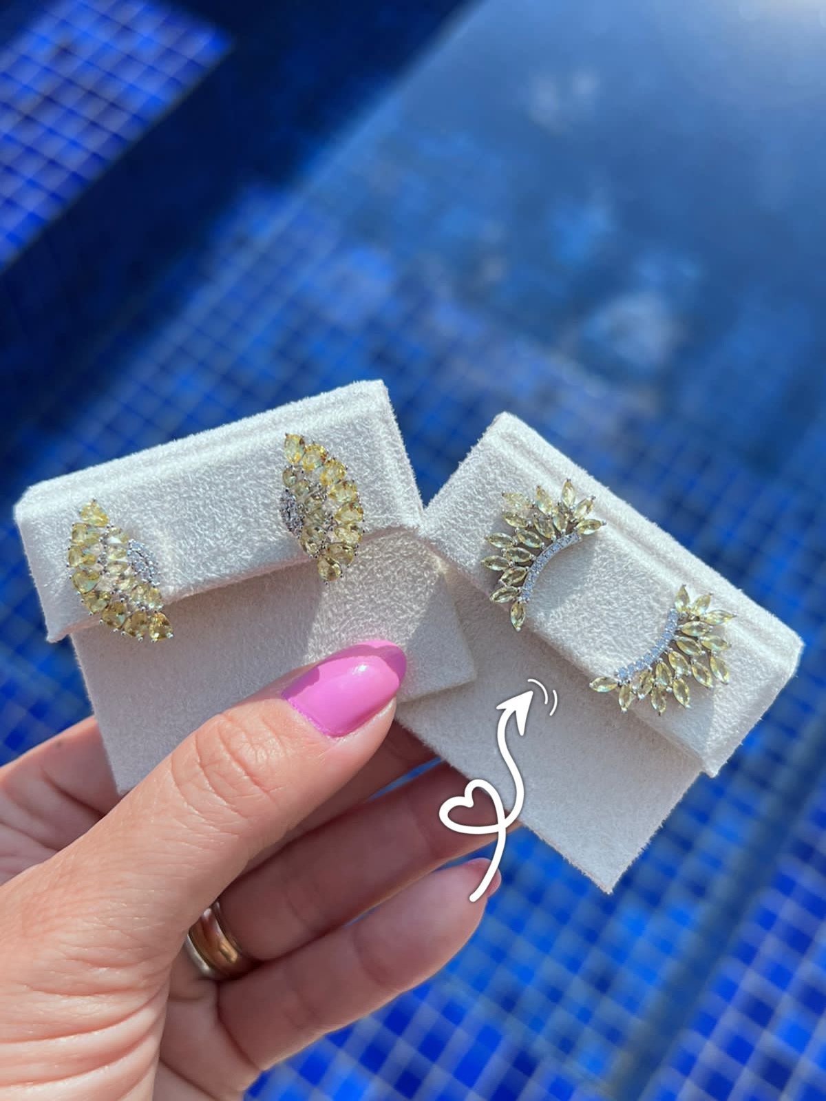 Brinco Ear Cuff com Zircônia Cristal e Citrino em Banho Ródio Branco