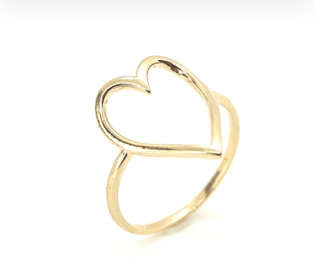 Anel Coração Vazado em Banho de Ouro