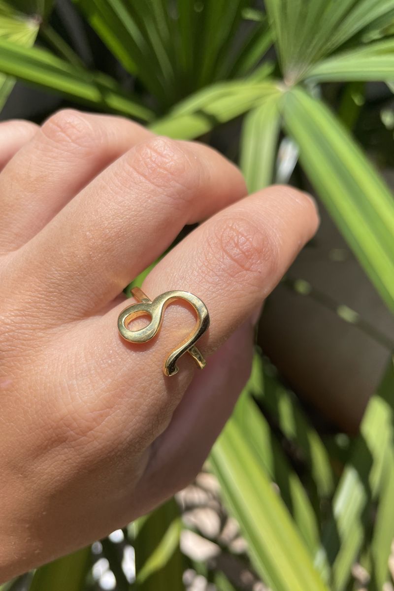 Anel Signo Leão em Banho de Ouro