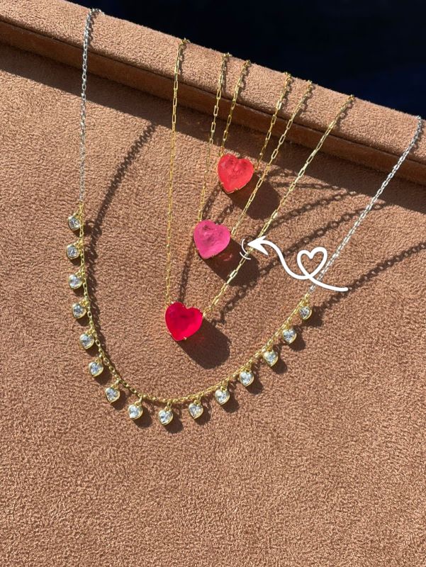 Colar Coração Fusion Pink em Banho de Ouro