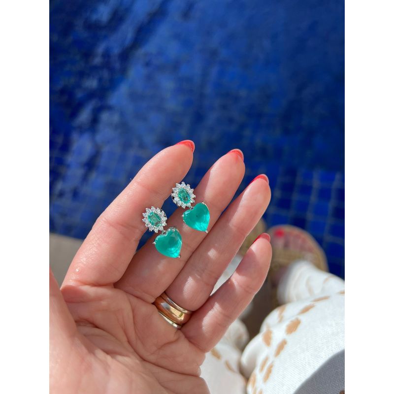 Brinco Turmalina Leitosa em Ródio Branco