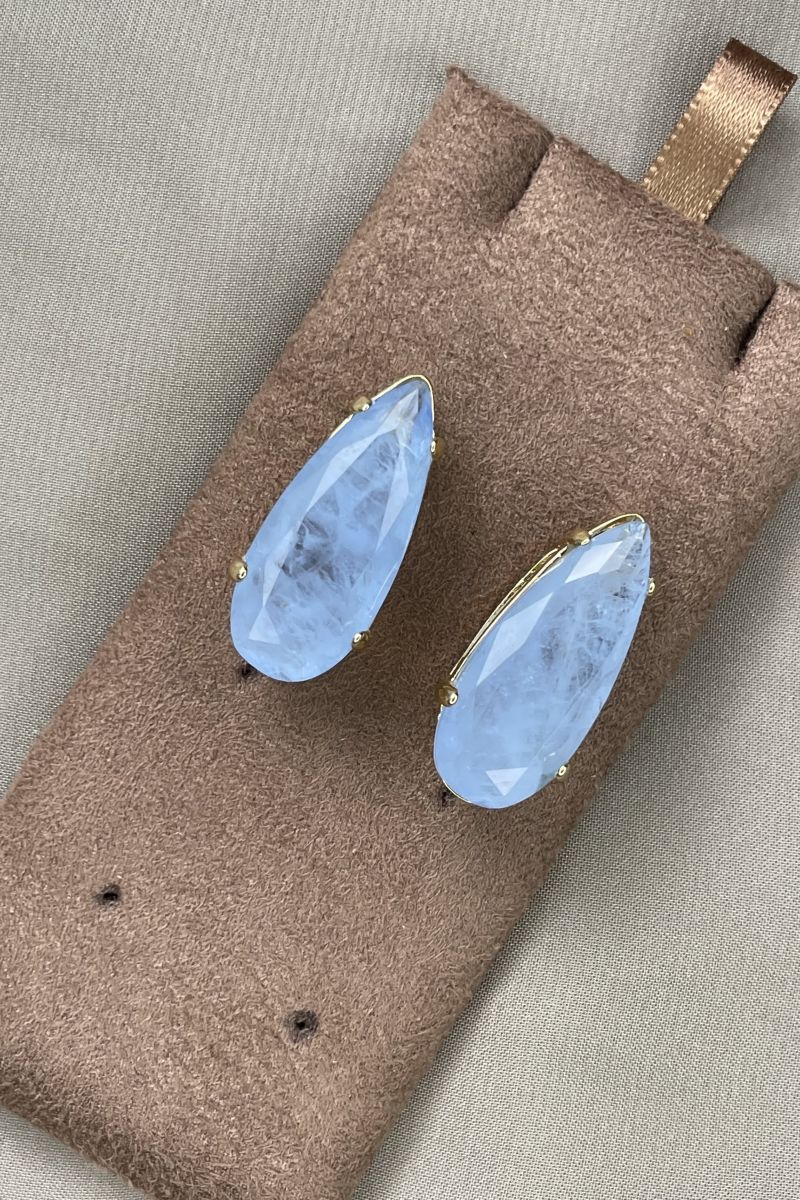 Brinco Gota Fusion Lavanda em Banho de Ouro