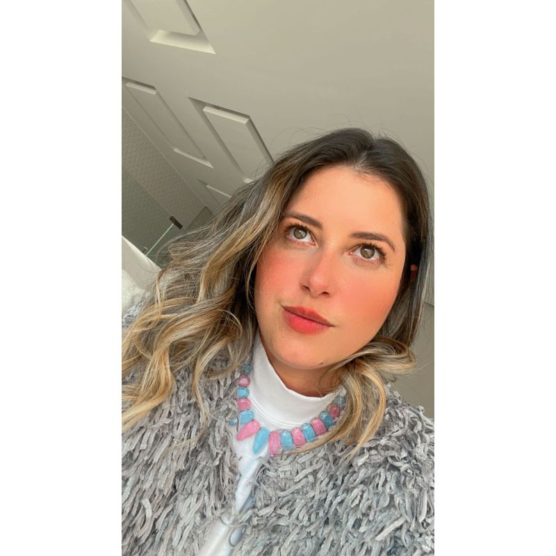 Colar Max com Gotas Fusion Rosa e Azul em Ródio Branco