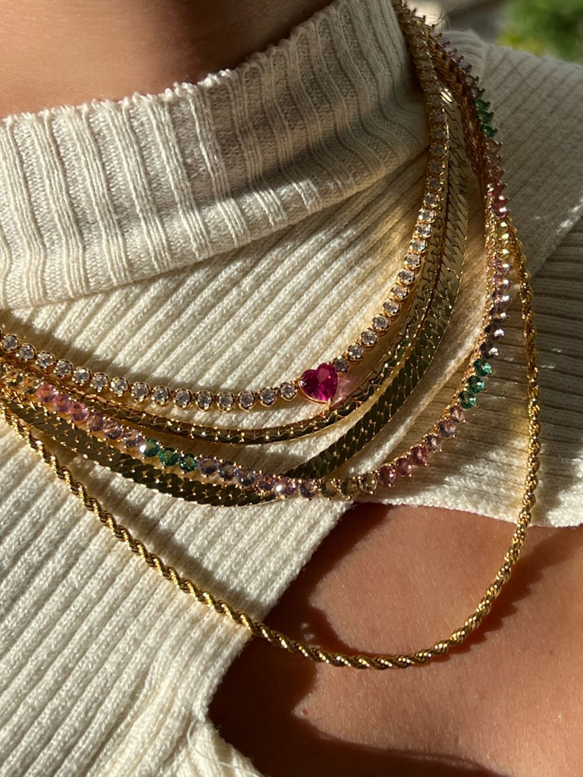 Colar Corrente Fita em Banho de Ouro