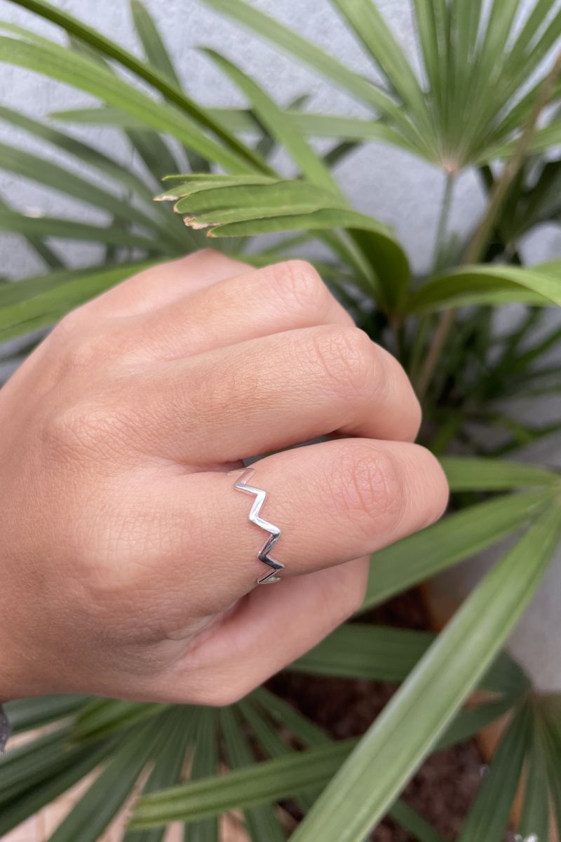 Anel Zig Zag Prata 950