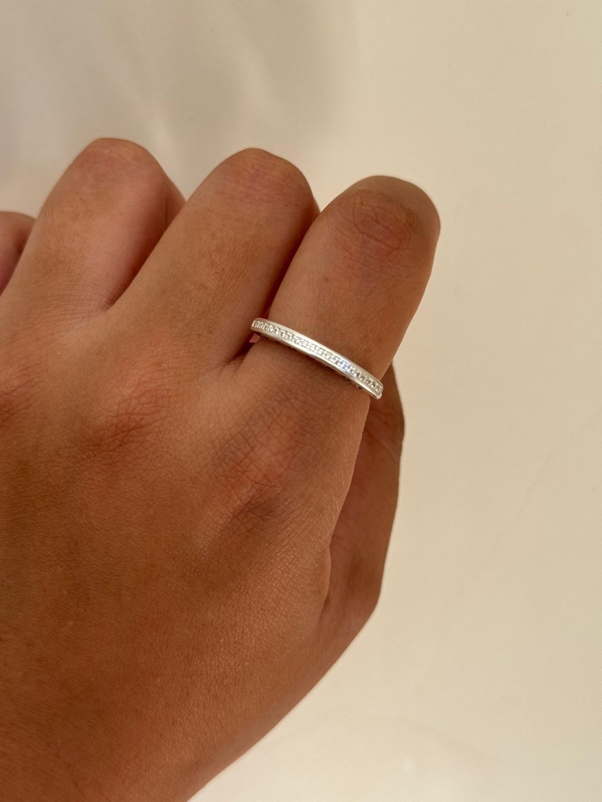 Anel Aparador com Zircônia Cristal em Prata 950