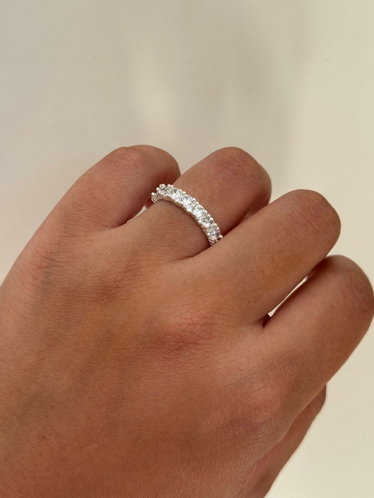 Anel Aparador com Zircônia Cristal em Prata 950