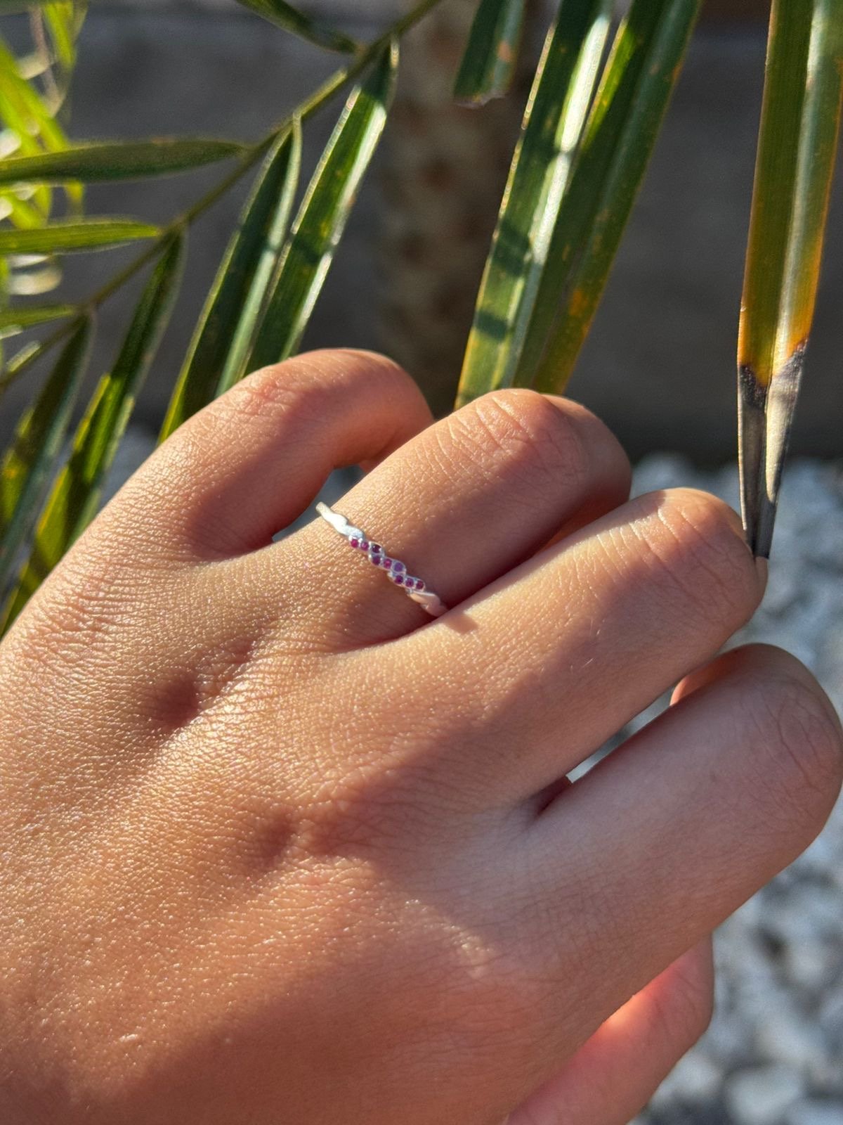 Anel Aparador com Zircônia Pink em Prata 950