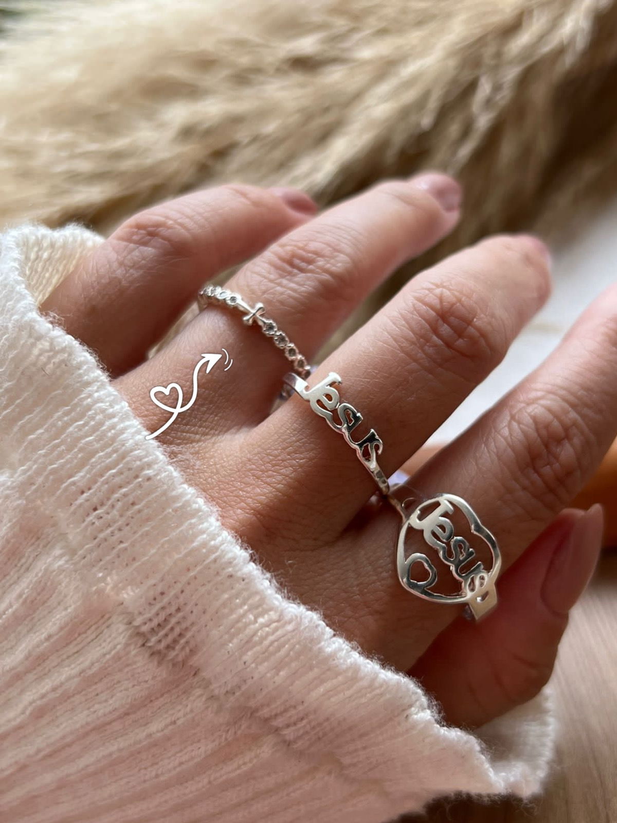 Anel Aparador de Aliança com Cruz em Prata 950