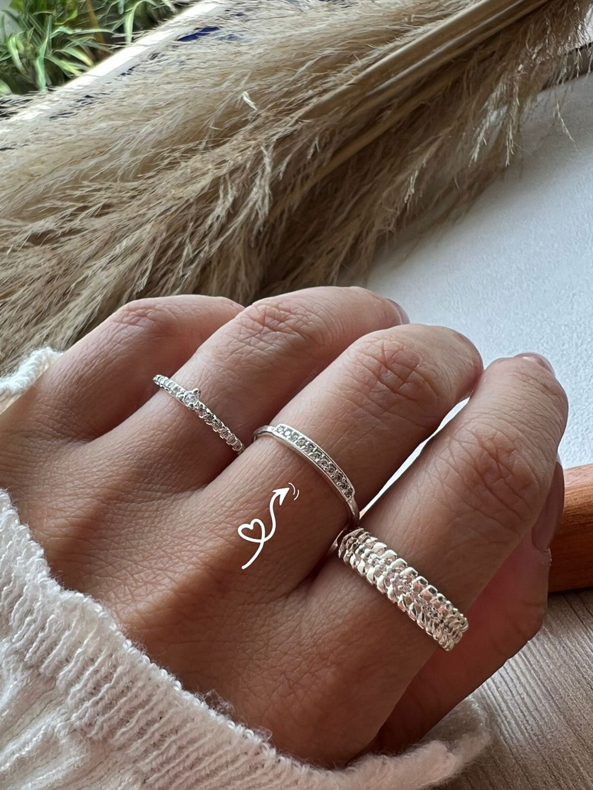 Anel Aparador de Aliança com Micro Zircônia em Prata 950