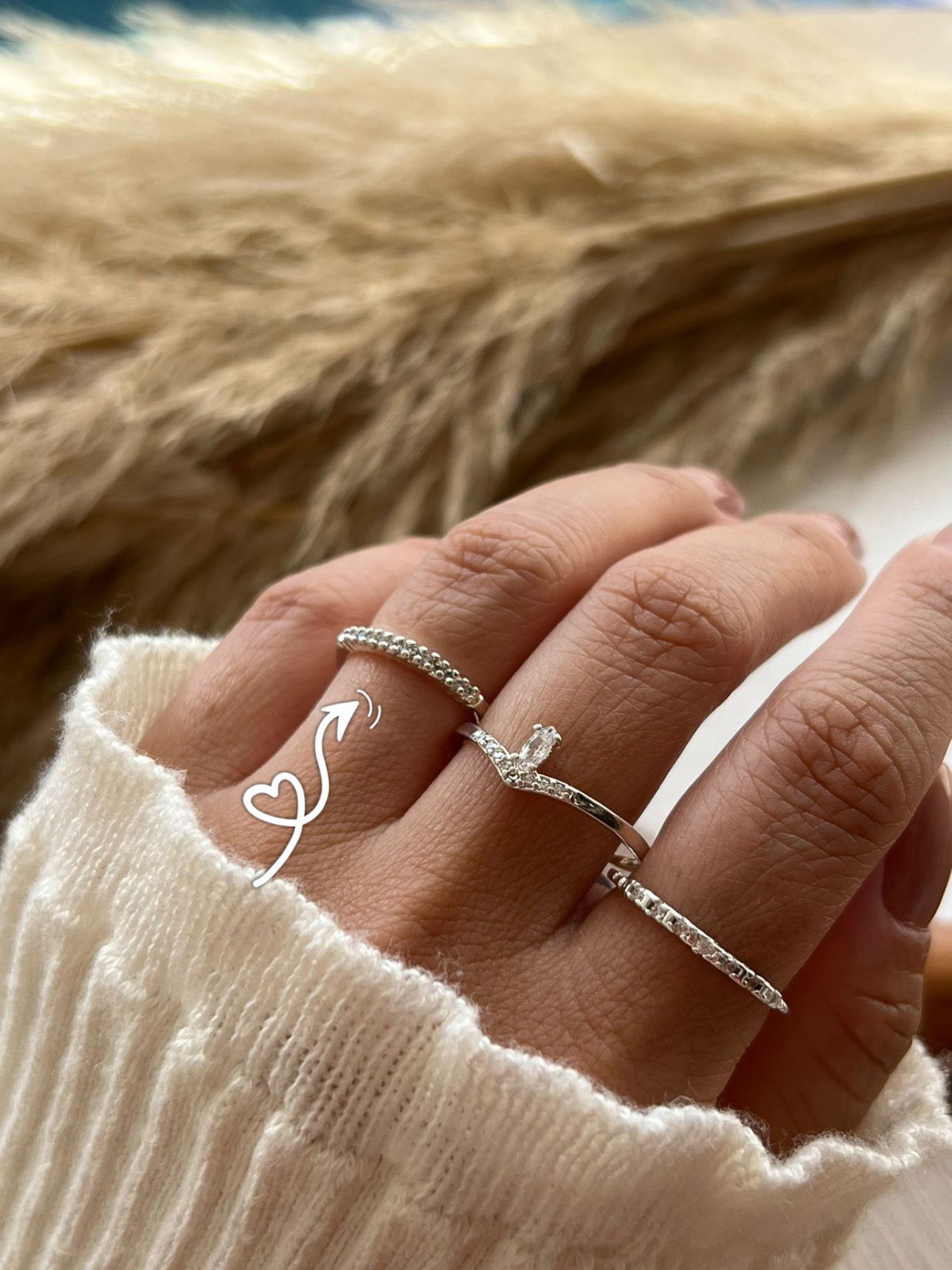 Anel Aparador de Aliança com Zircônia Cristal Prata 950