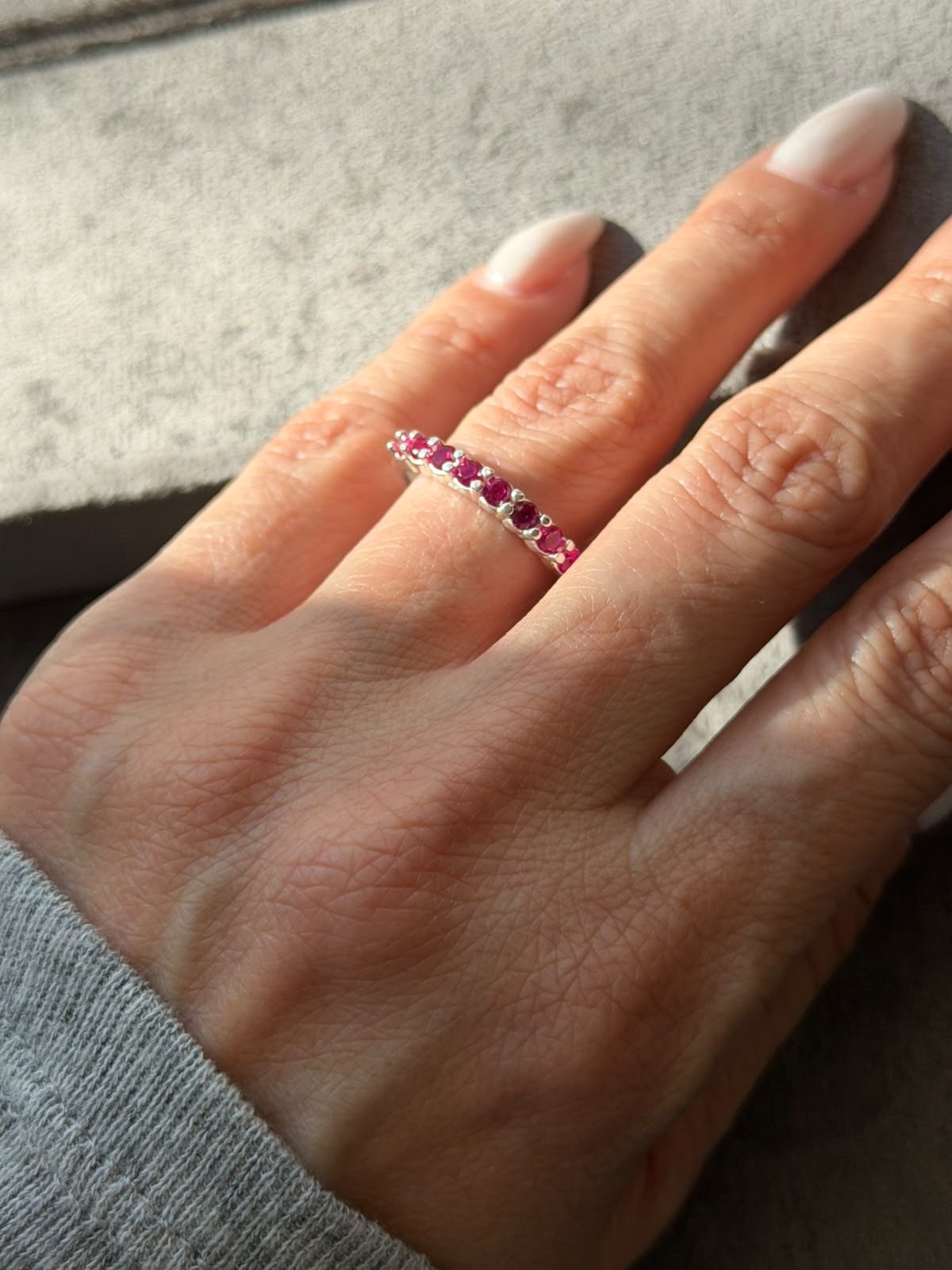 Anel Aparador de Aliança com Zircônia Pink em Prata 950