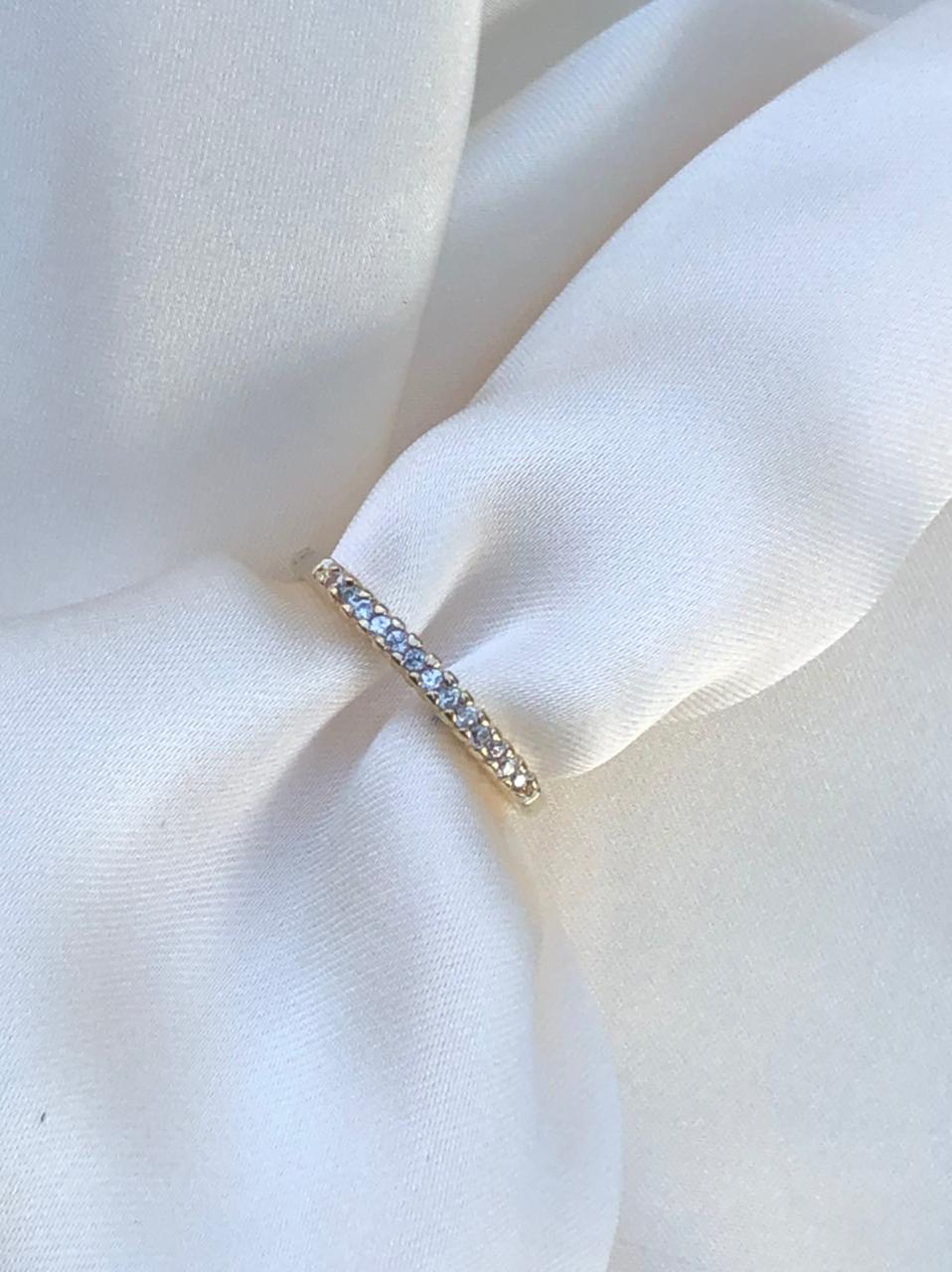 Anel Aparador de Aliança Cristal em Banho de Ouro