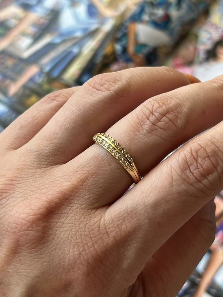 Anel Aparador de Aliança Duas Fileiras em Banho de Ouro