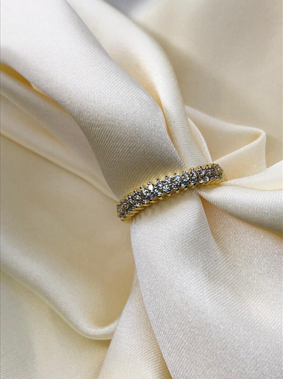 Anel Aparador de Aliança Duplo em Banho de Ouro