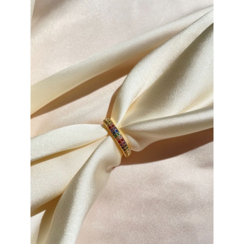 Anel Aparador de Aliança Duplo em Banho de Ouro