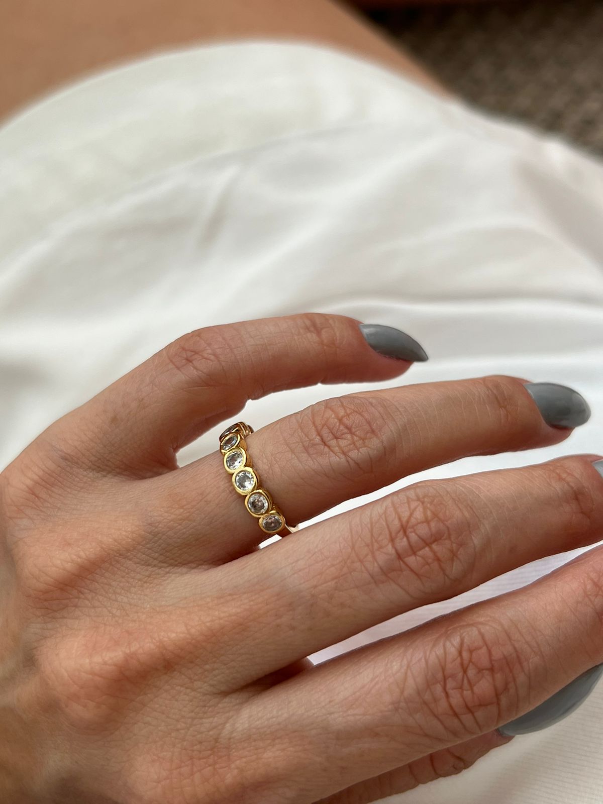 Anel Aparador de Aliança Zircônia Cristal em Banho de Ouro