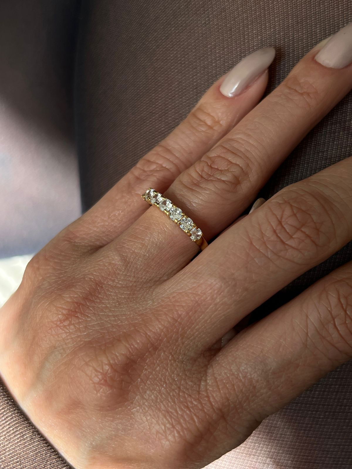 Anel Aparador de Aliança Zircônia Cristal 3mm (Metade) em Banho de Ouro