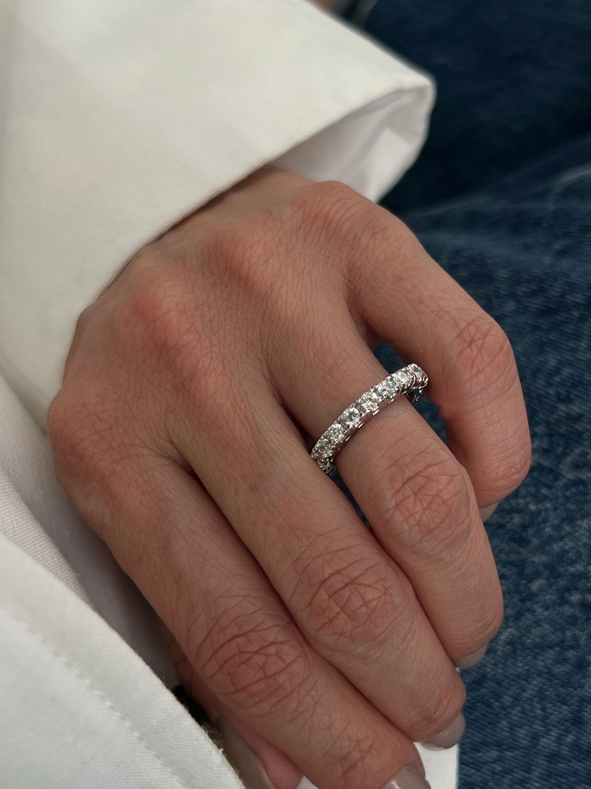 Anel Aparador Roliço Zircônia Cristal em Banho de Ródio Branco