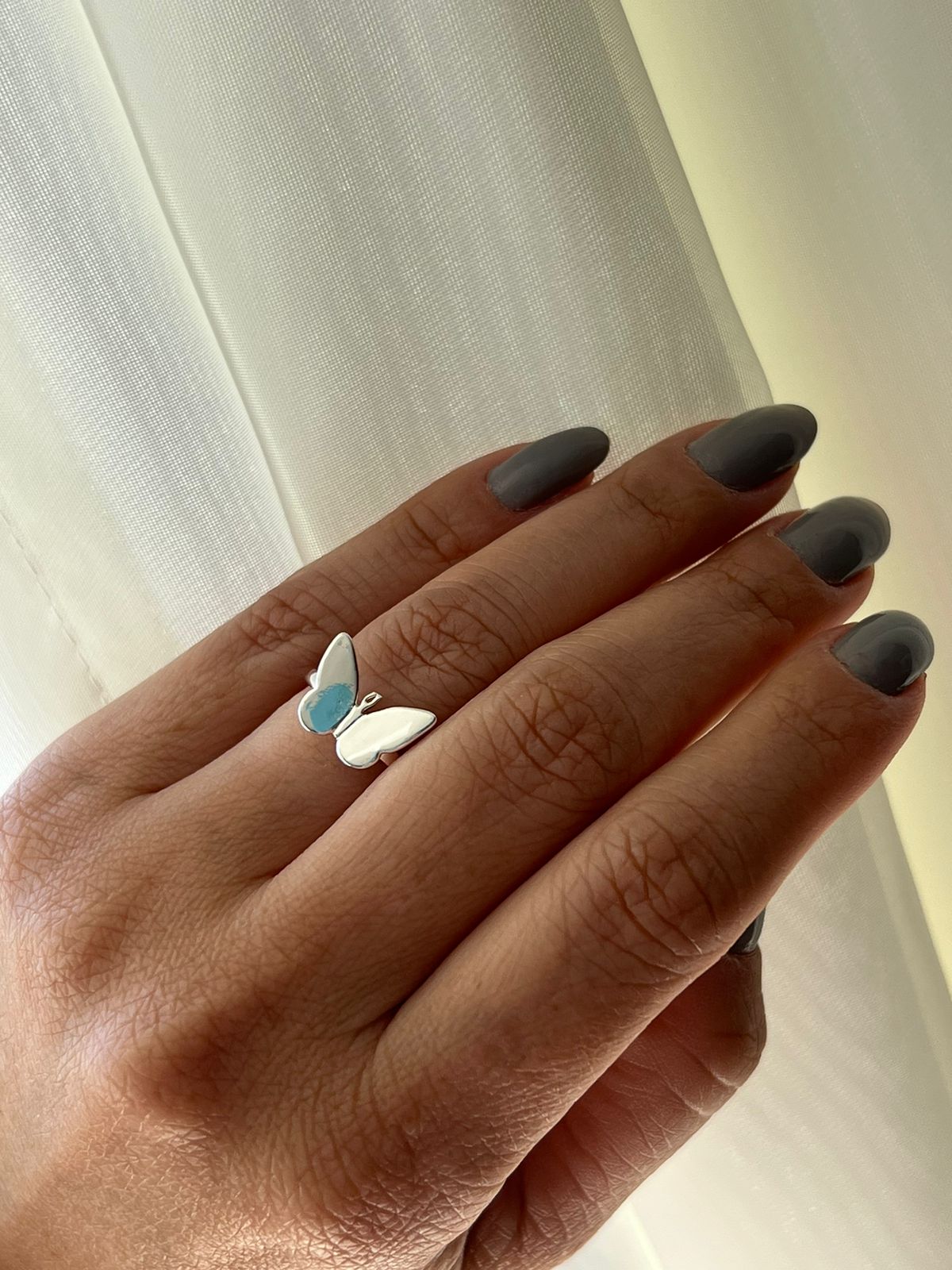 Anel Borboleta Lisa em Banho de Prata