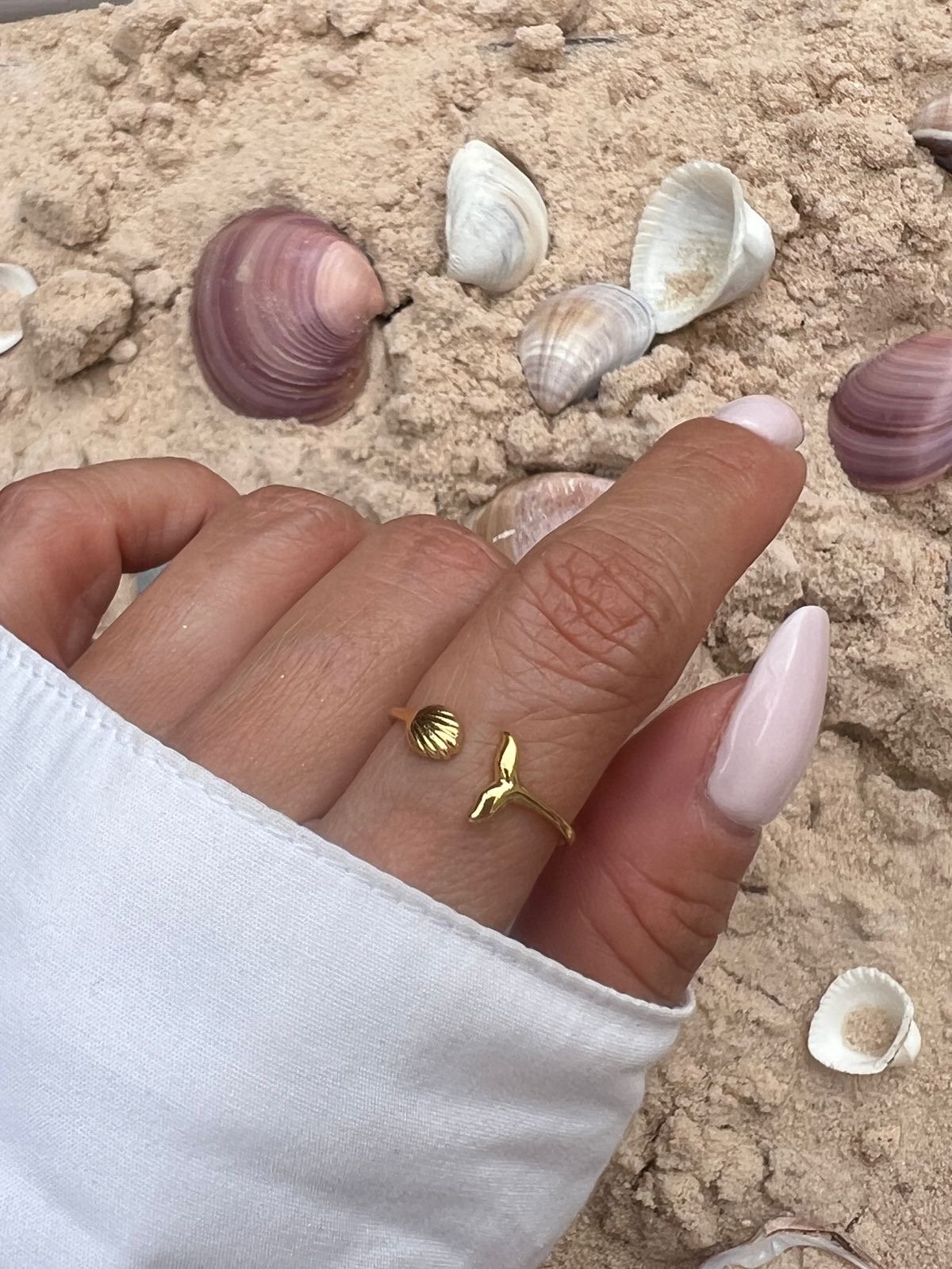 Anel Calda da Sereia Regulável em Banho de Ouro