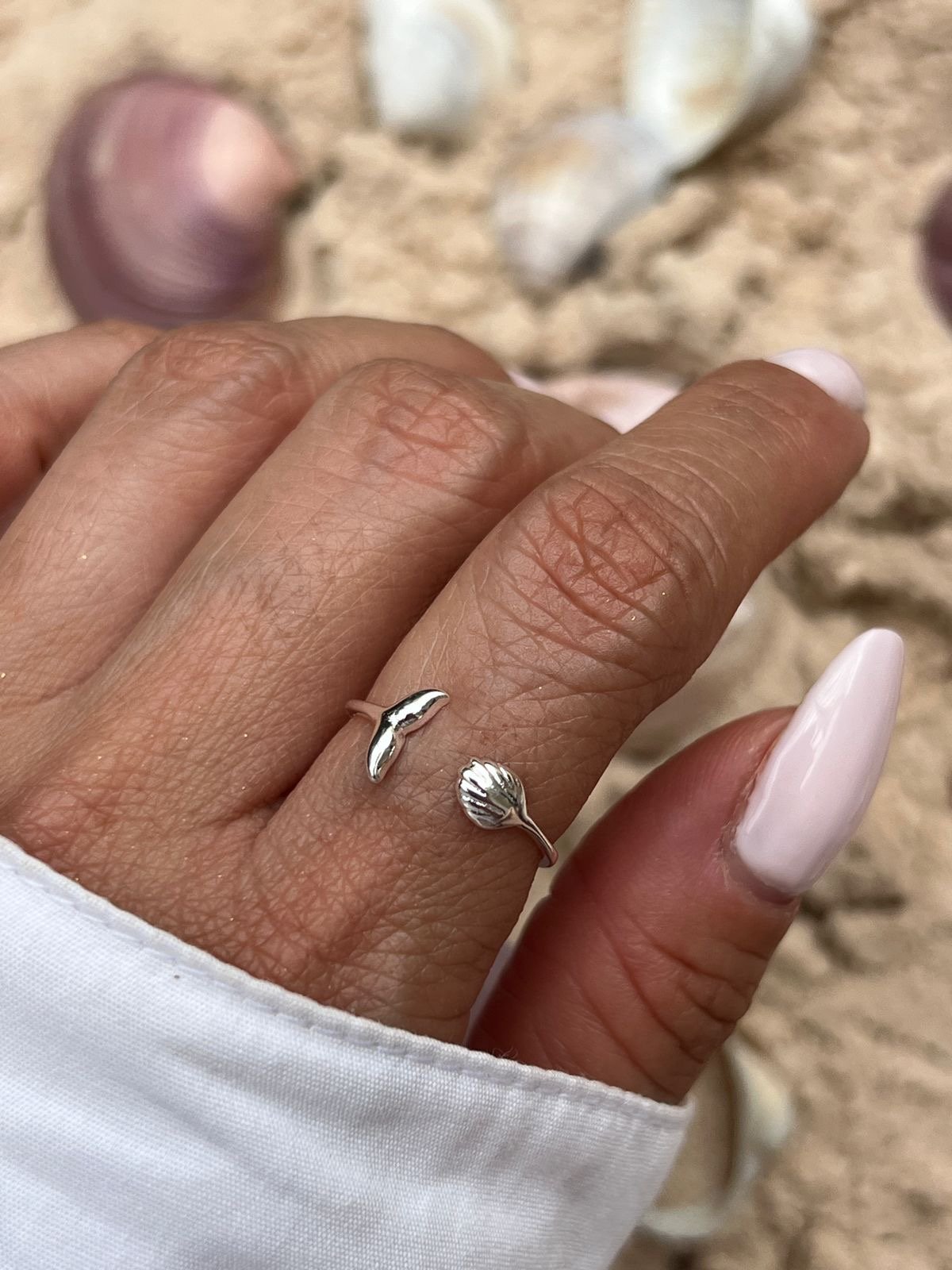 Anel Calda da Sereia Regulável em Banho de Prata