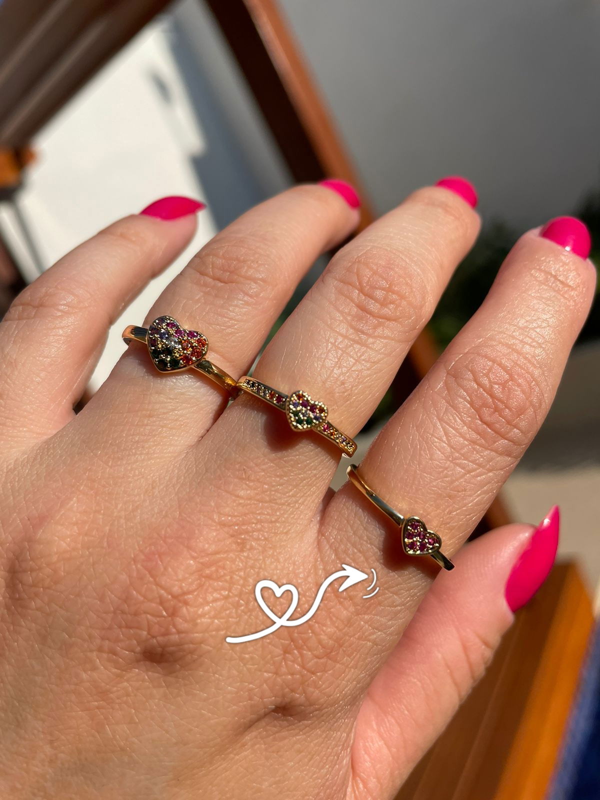 Anel com Coração e Love ( 2 em 1 ) em Banho de Ouro