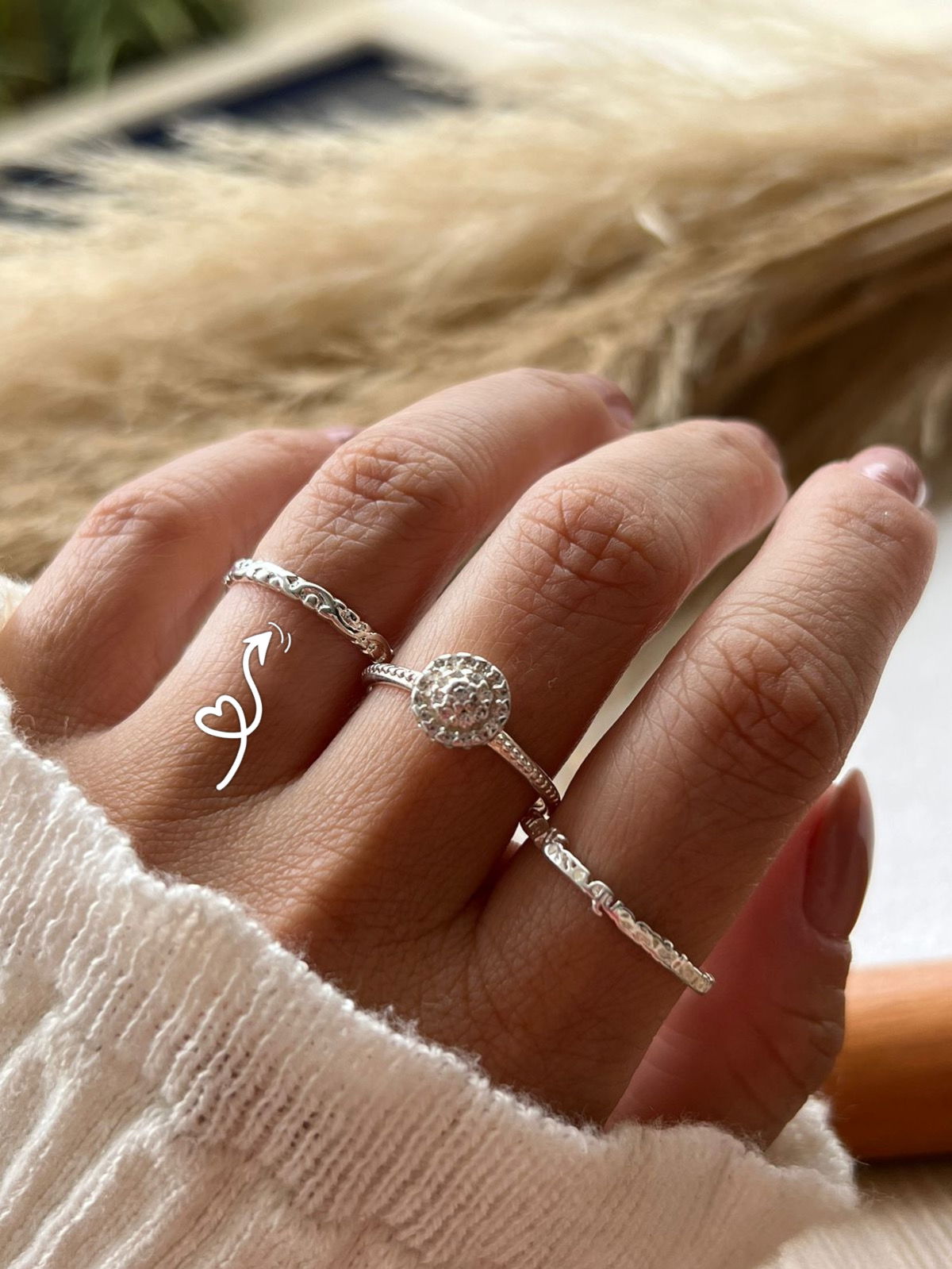 Anel com Detalhes em Prata 950