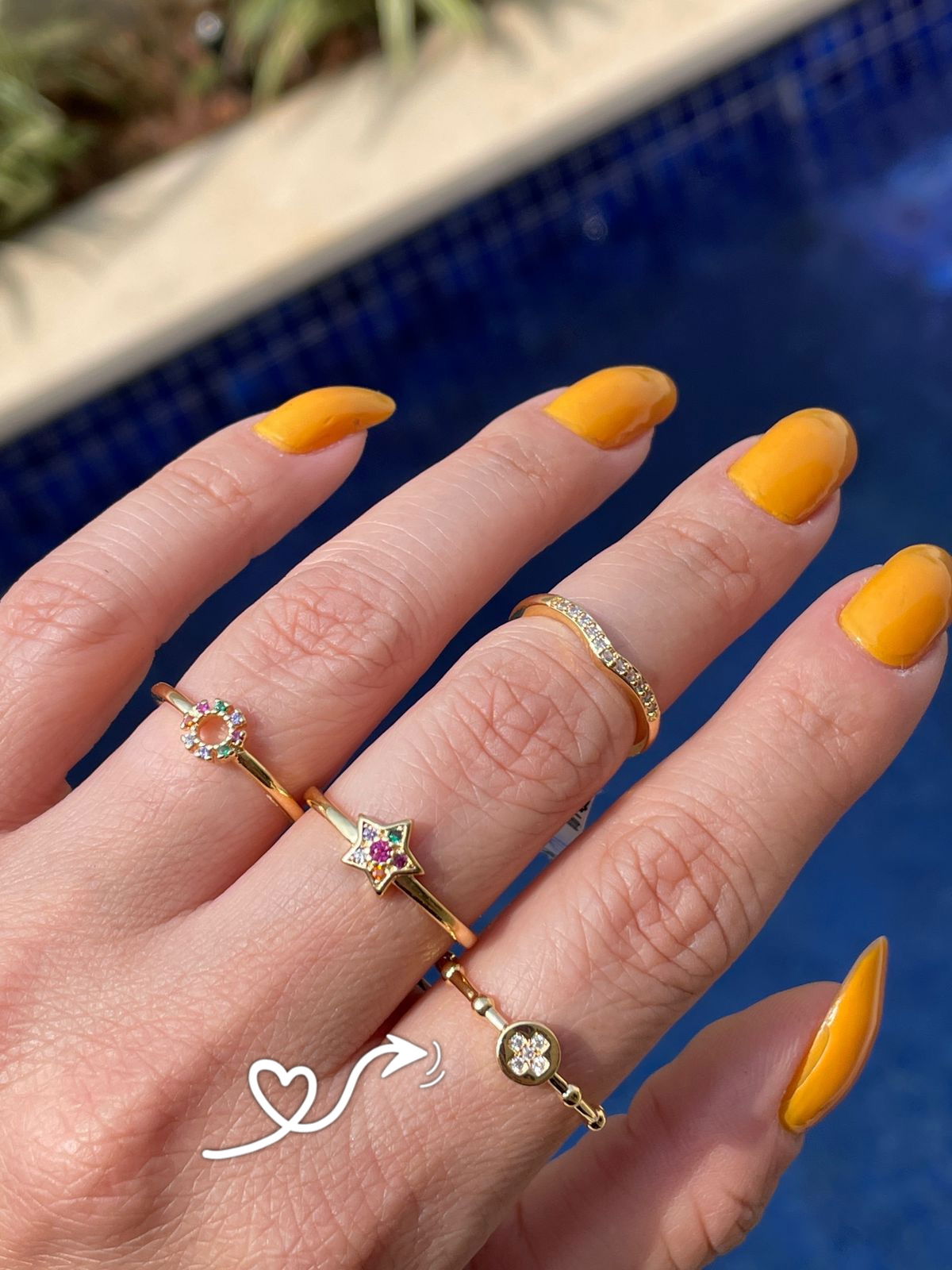 Anel com X e aro com Bolinhas em Banho de Ouro