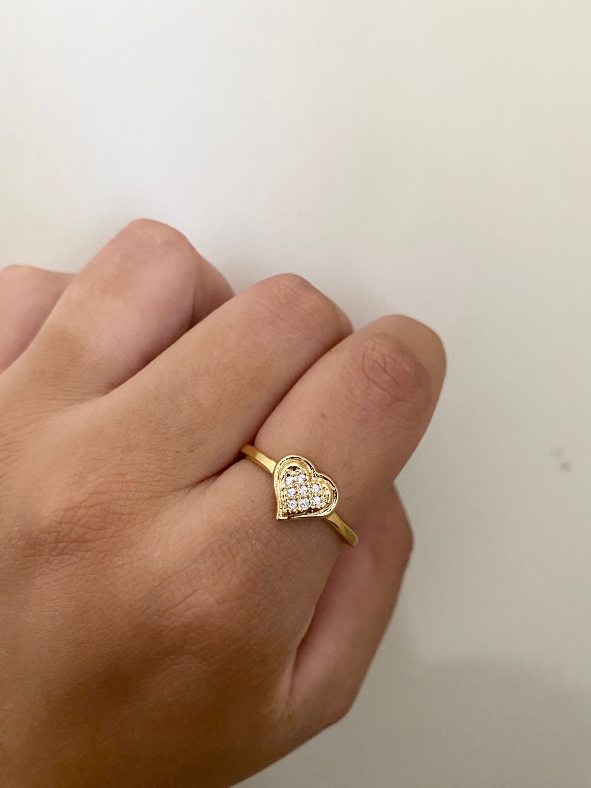 Anel Coração com Zircônia em Banho de Ouro