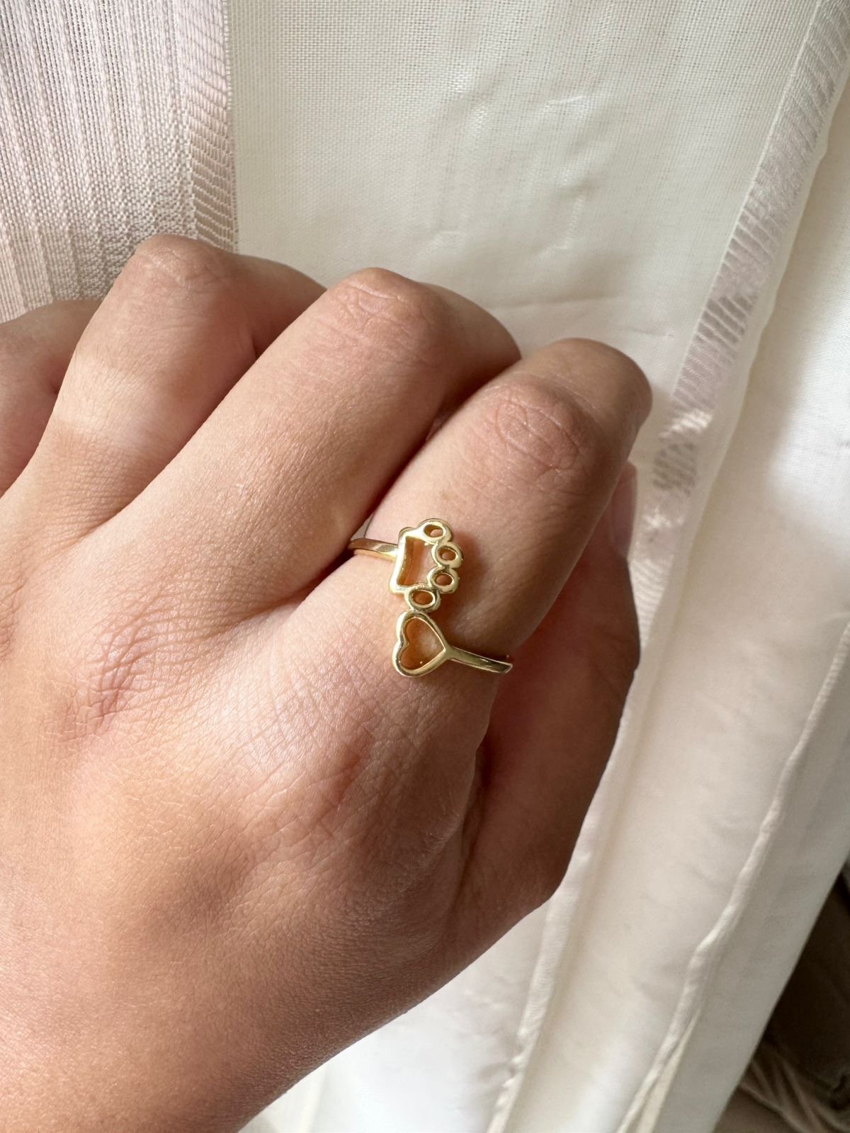 Anel Coração e Pata em Banho de Ouro