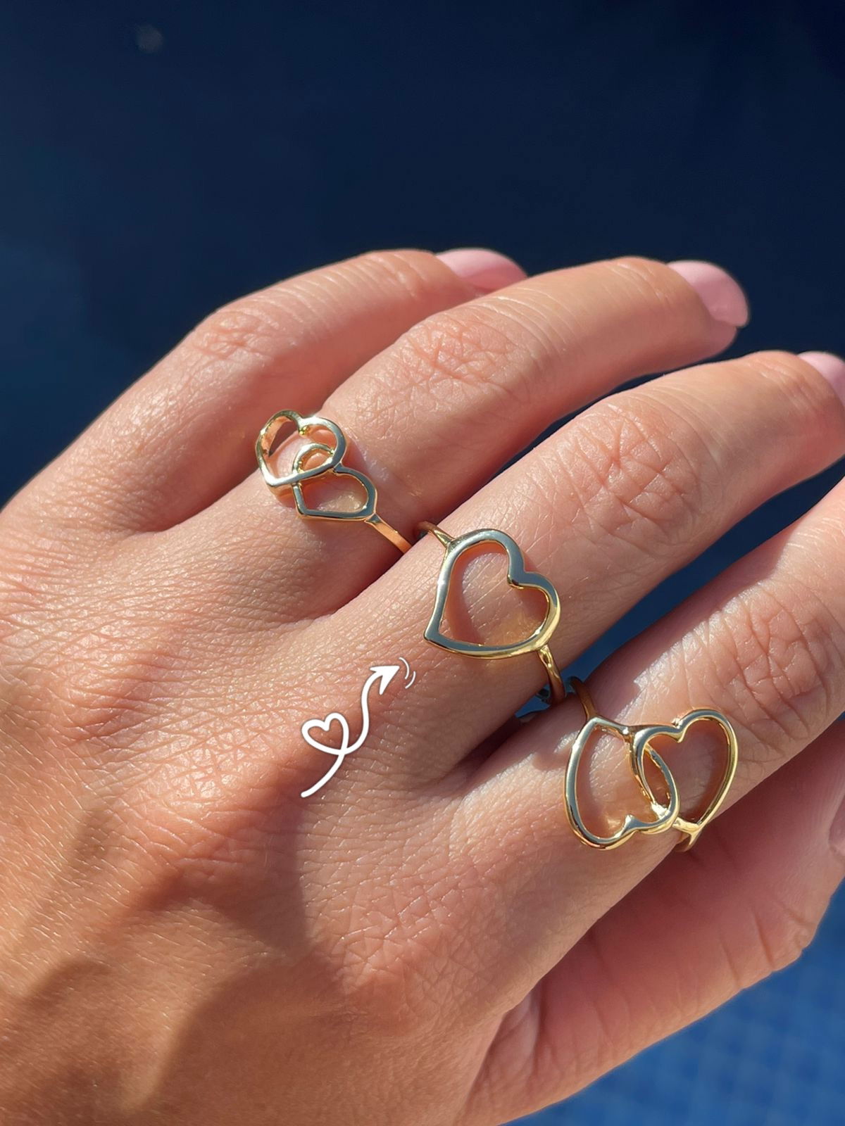 Anel Coração em Banho de Ouro