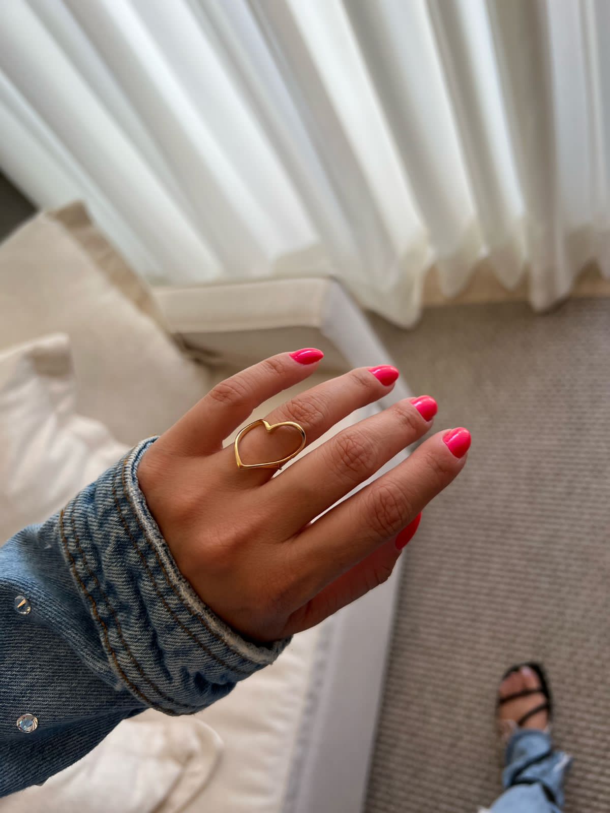 Anel Coração em Banho de Ouro