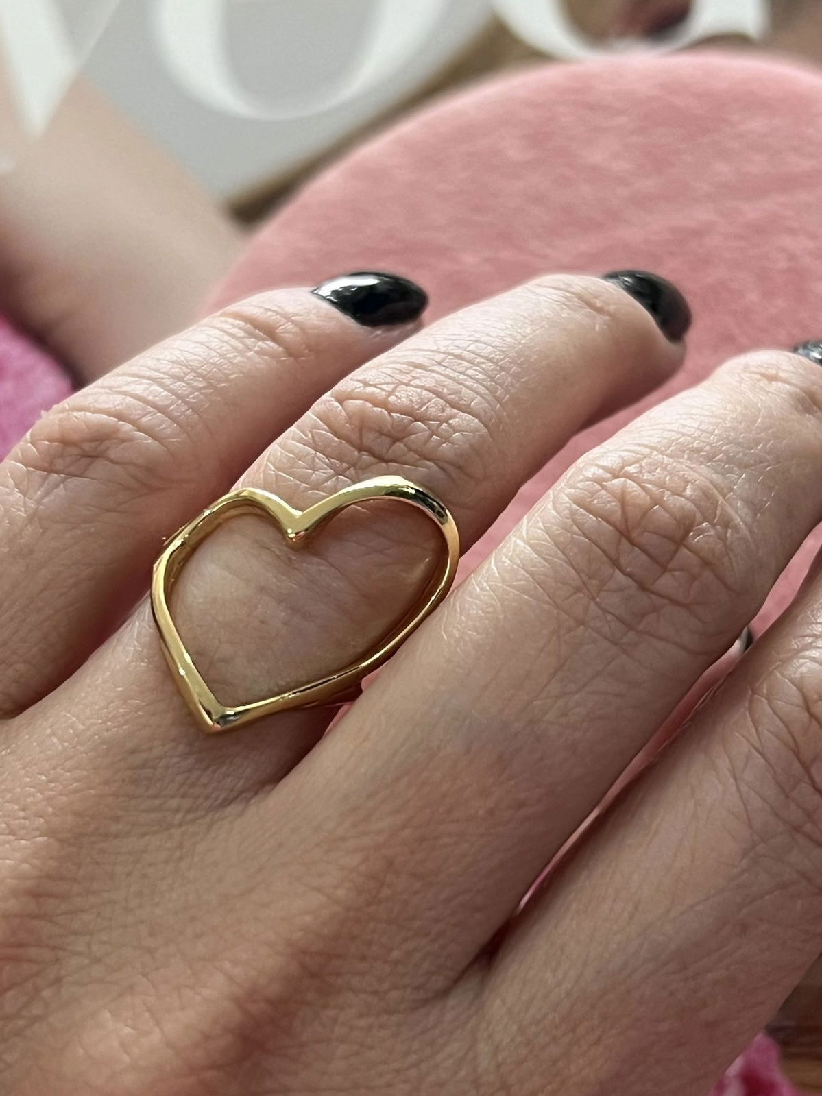 Anel Coração em Banho de Ouro