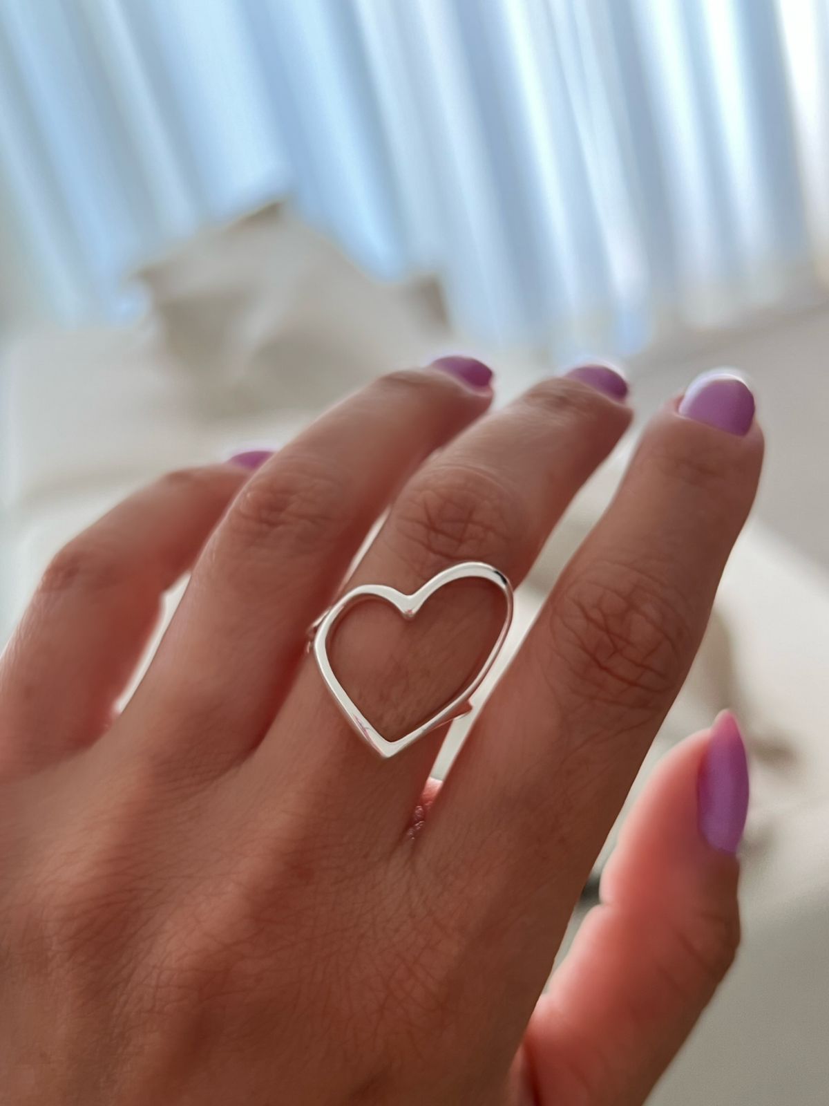 Anel Coração em Banho de Prata