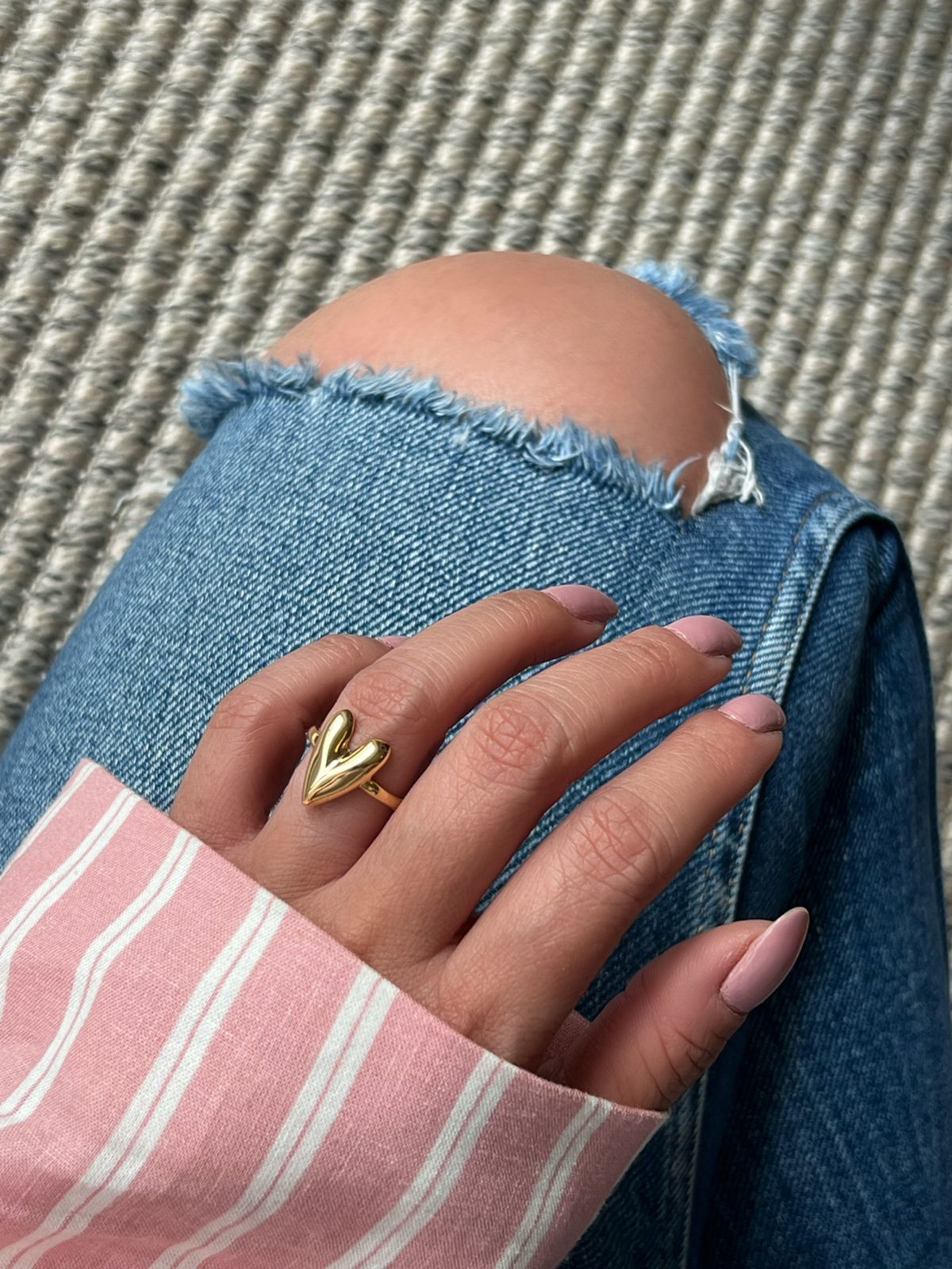 Anel Coração Liso em Banho de Ouro