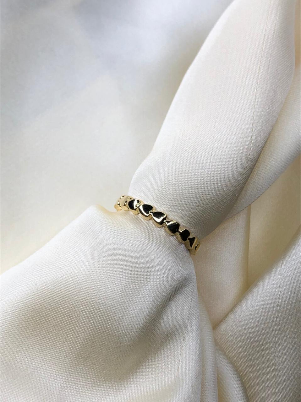 Anel Coração Roliço Inspired em Banho de Ouro