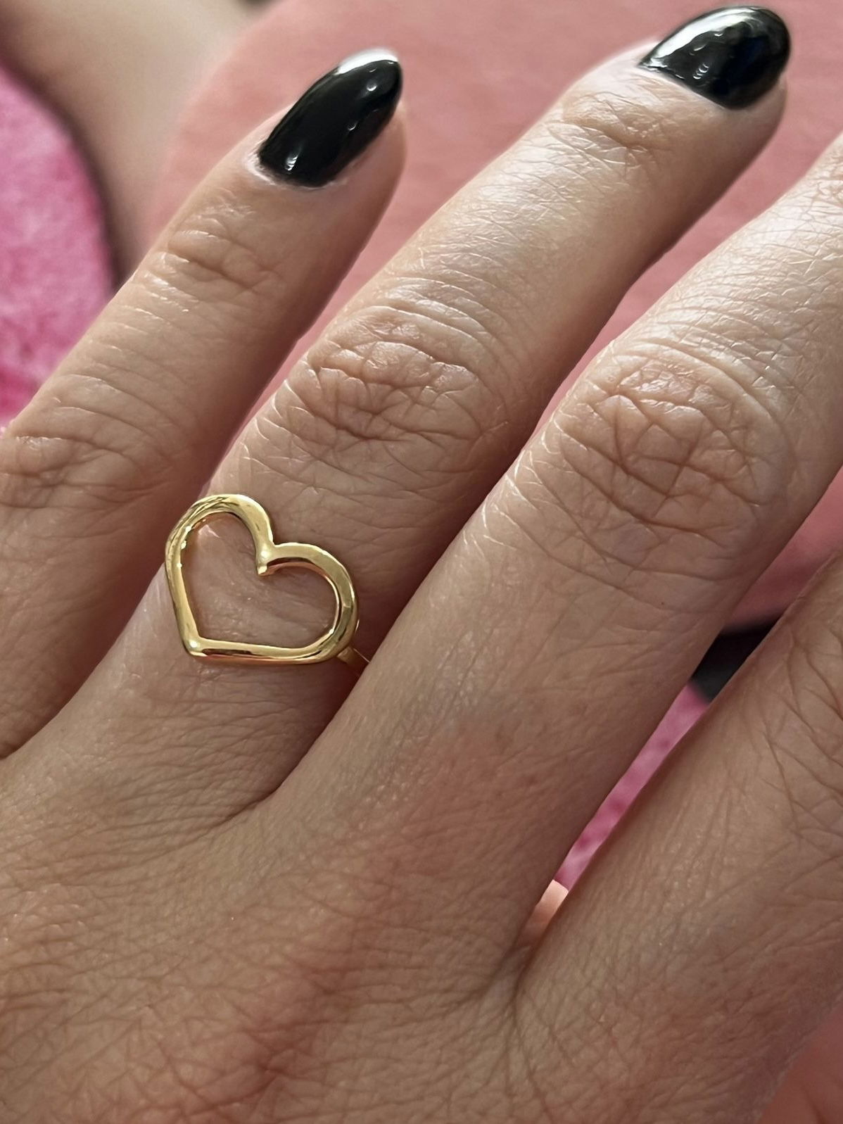 Anel Coração Vazado Inspired em Banho de Ouro