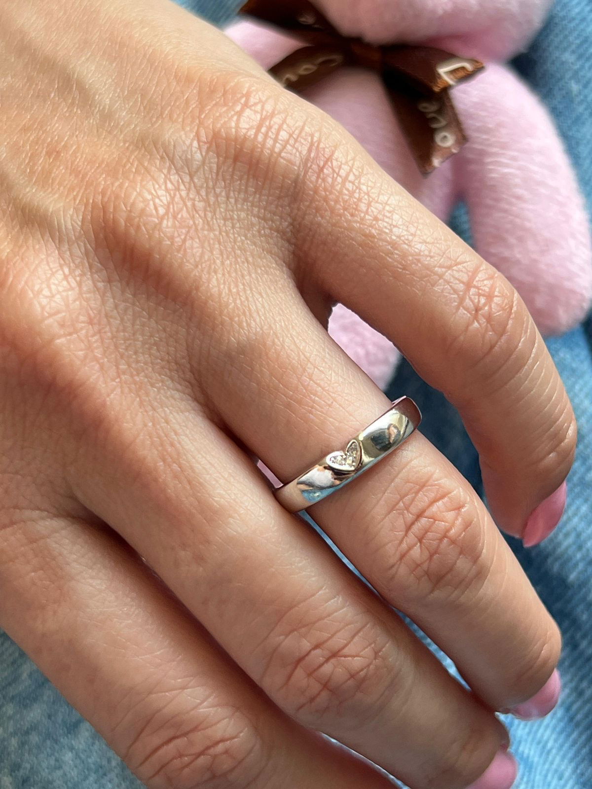 Anel Coração Zircônia Cristal em Banho de Ródio Branco