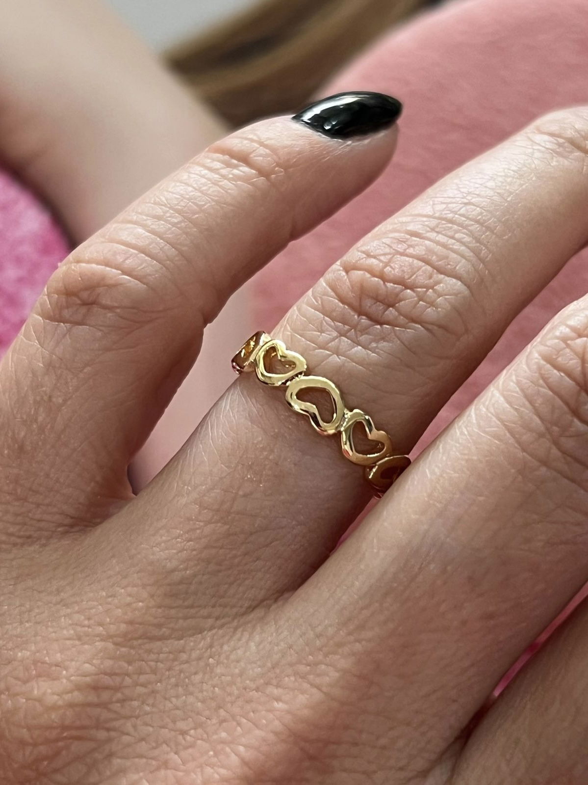 Anel Corações Vazados em Banho de Ouro