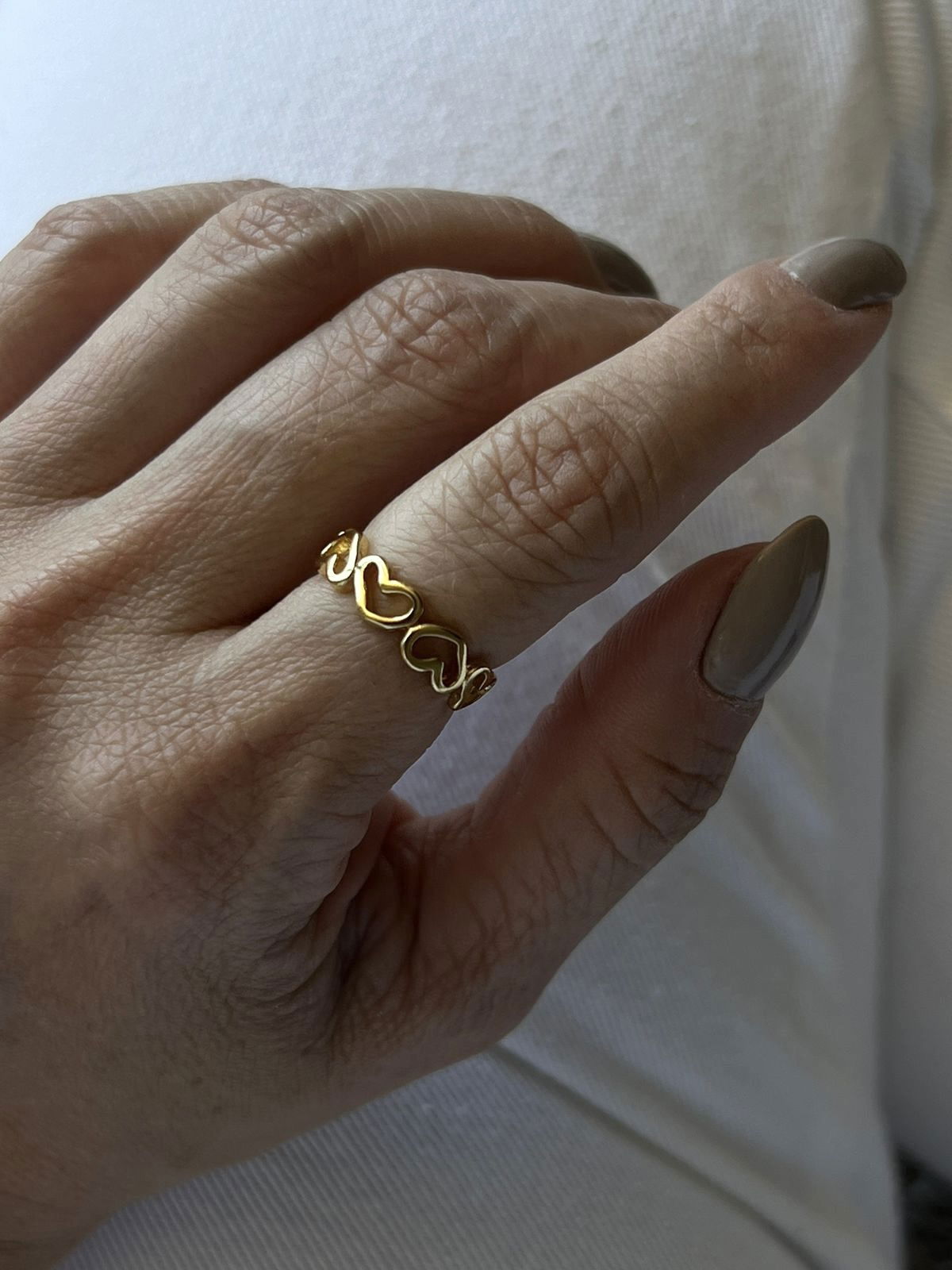 Anel Corações Vazados em Banho de Ouro