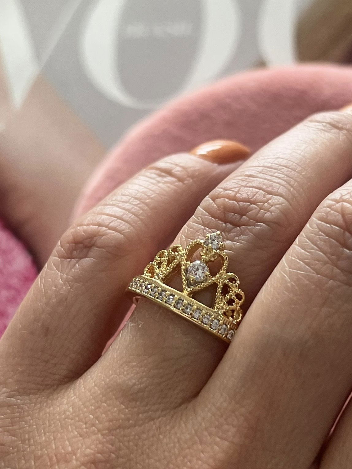 Anel Coroa Princesa Inspired em Banho de Ouro