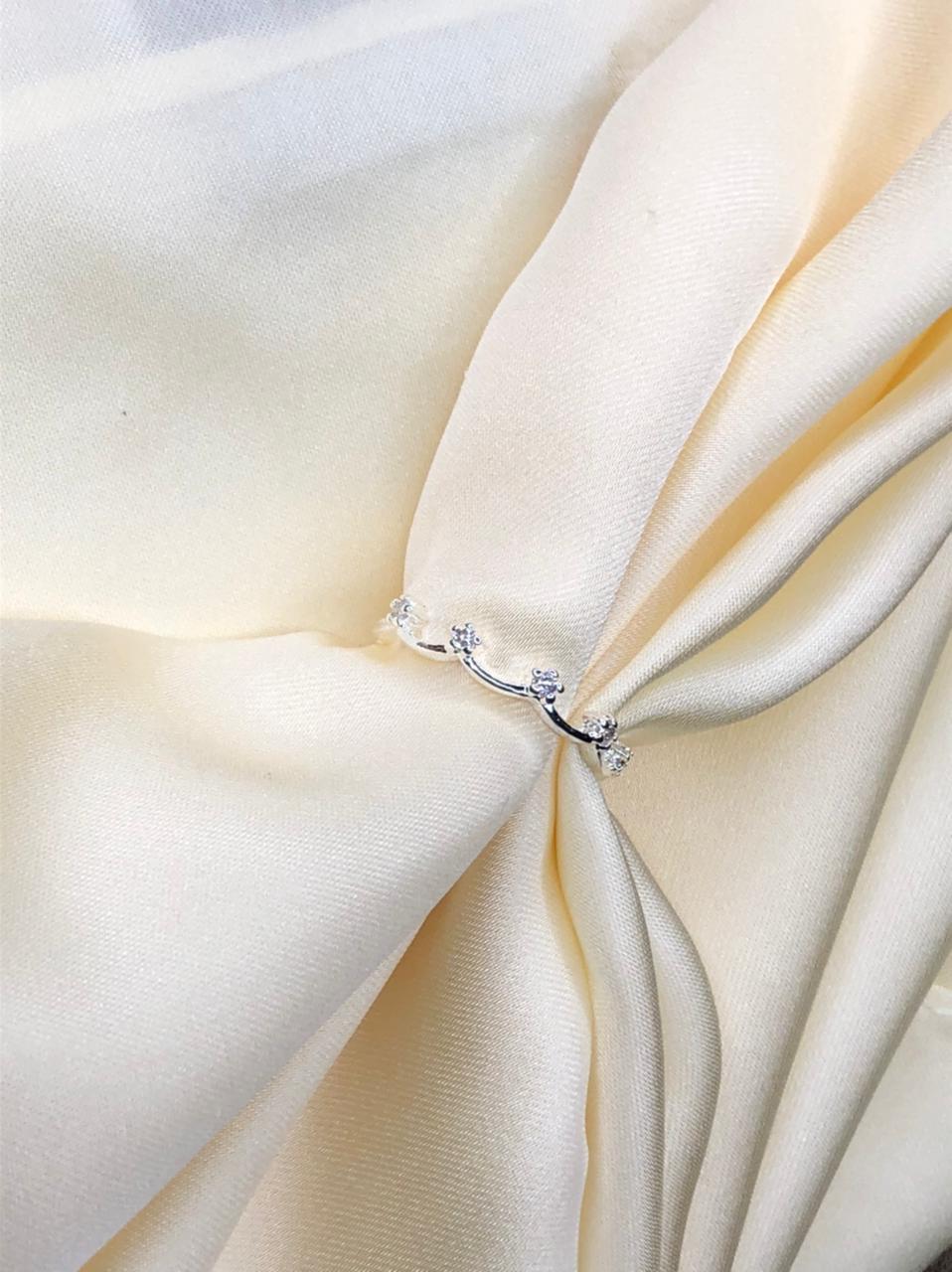 Anel Coroinha com Zircônia em Banho de Prata