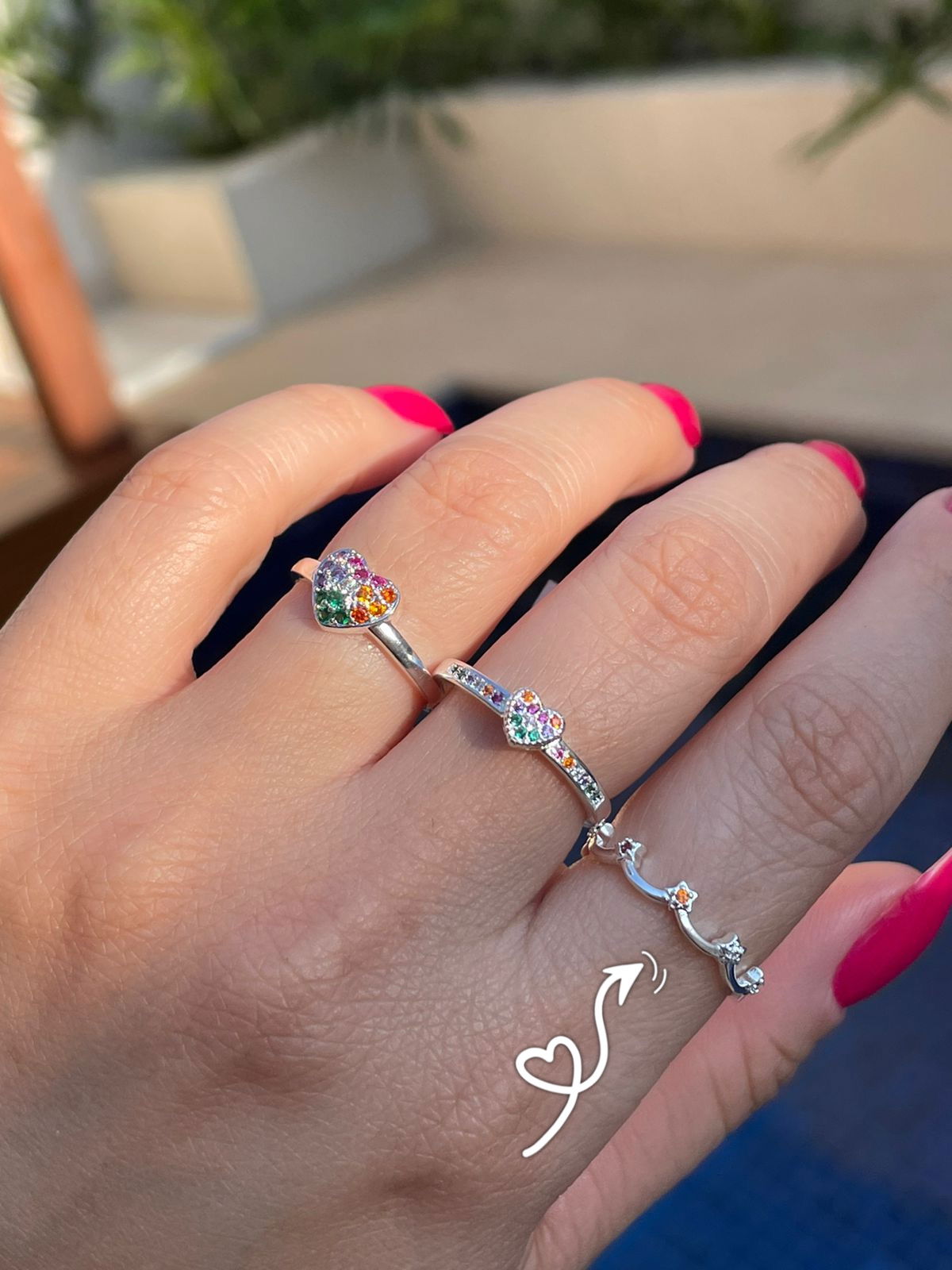 Anel Coroinha Roliça Colorida em Banho de Prata