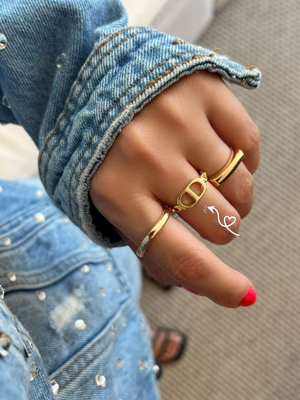 Anel Corrente Inspired em Banho de Ouro