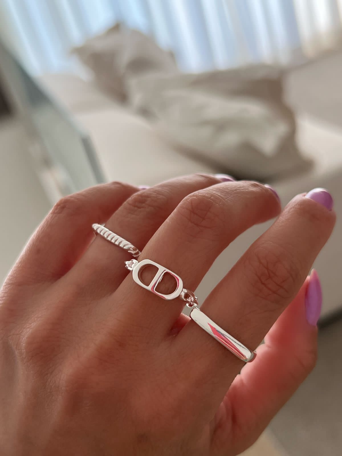 Anel Corrente Inspired em Banho de Prata