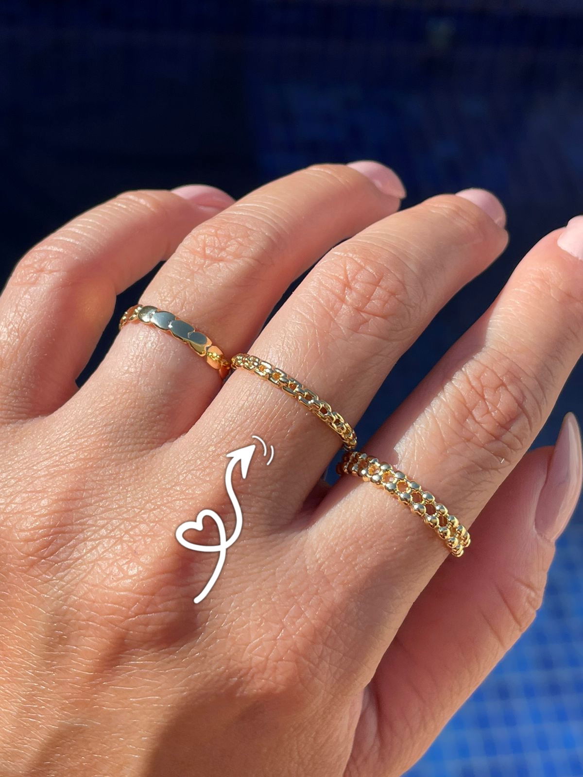 Anel Corrente Roliça em Banho de Ouro